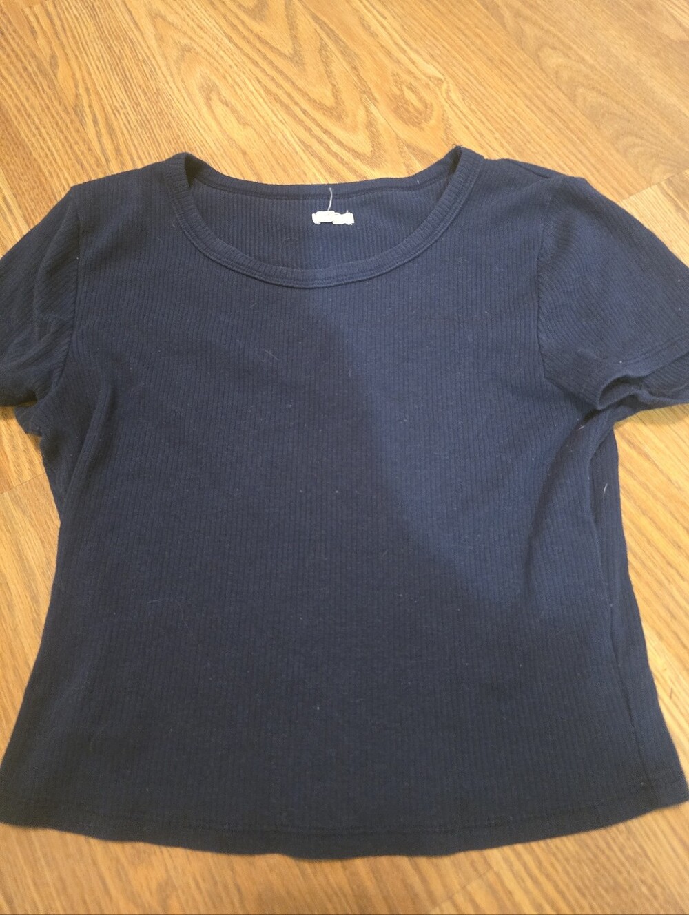 Hollister Black Ribbed Short Sleeve Crew Crop Tee